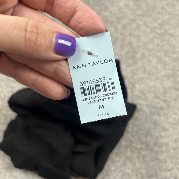 Ann Taylor Top Womens Petite Medium Black Ruffle Textured Whimsigoth Capsule - Picture 4 of 8